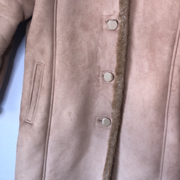 Utex Faux Shearling Long Coat Camel Tan Suede Plush Lined Full Length Medium - Picture 4 of 11